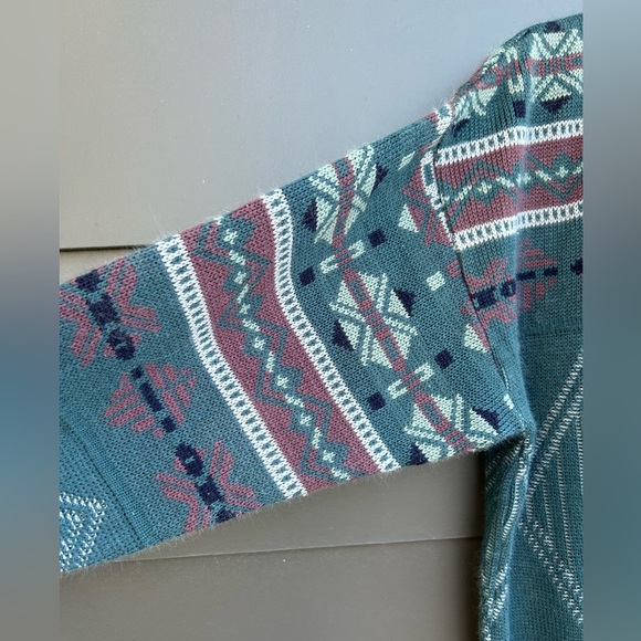 Vintage Geometric/Aztec Patterned Sweater - Green/brown/grey - Oversized XL - Picture 6 of 7